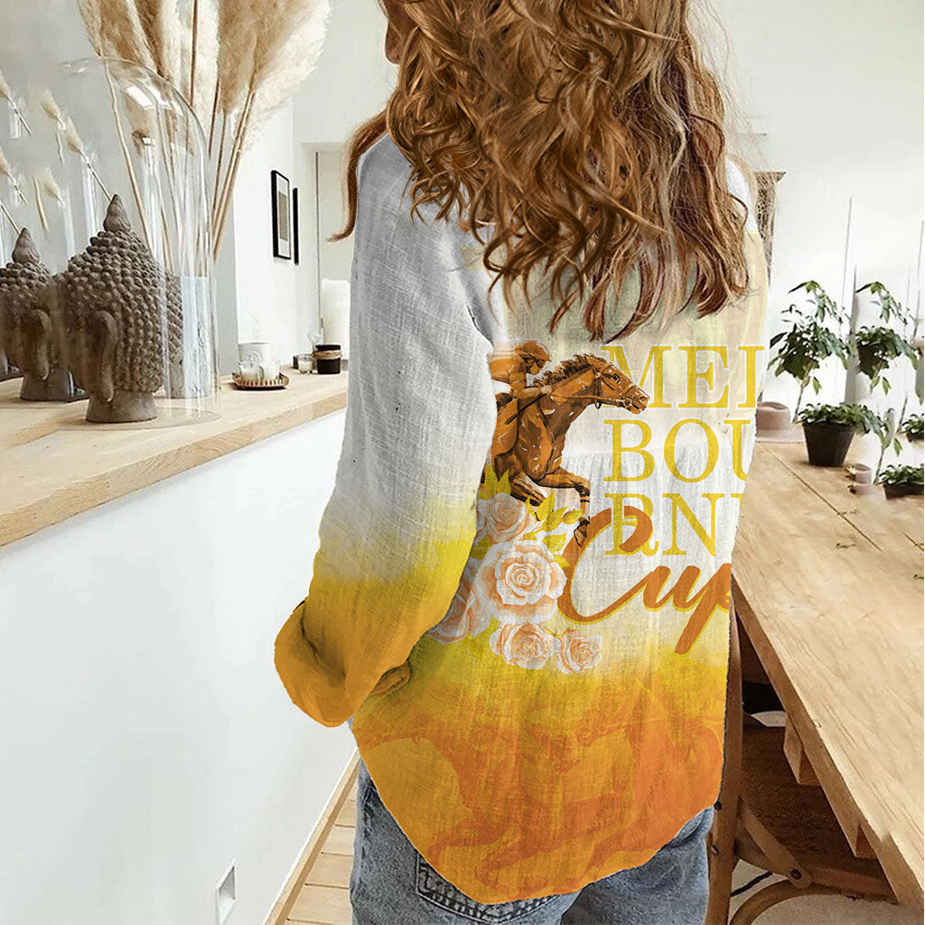 Melbourne Horse Racing Women Casual Shirt Vintage Floral Equestrian Rider