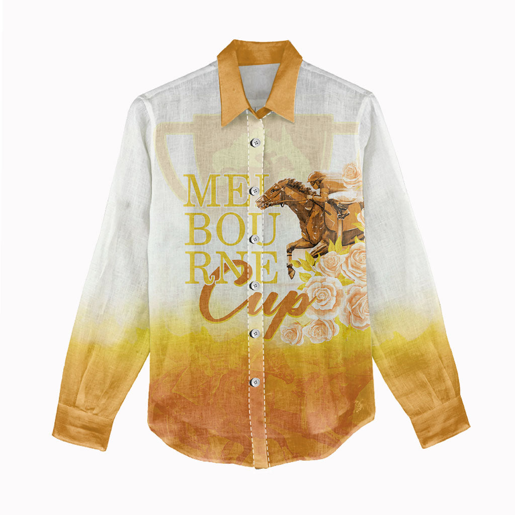Melbourne Horse Racing Women Casual Shirt Vintage Floral Equestrian Rider