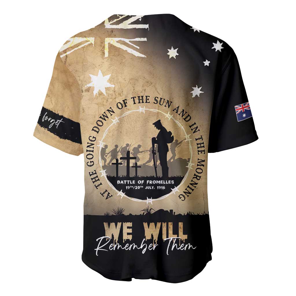 Australia ANZAC Day Baseball Jersey Battle Of Fromelles Lest We Forget
