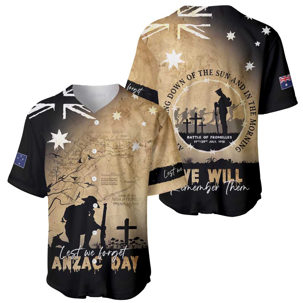 Australia ANZAC Day Baseball Jersey Battle Of Fromelles Lest We Forget
