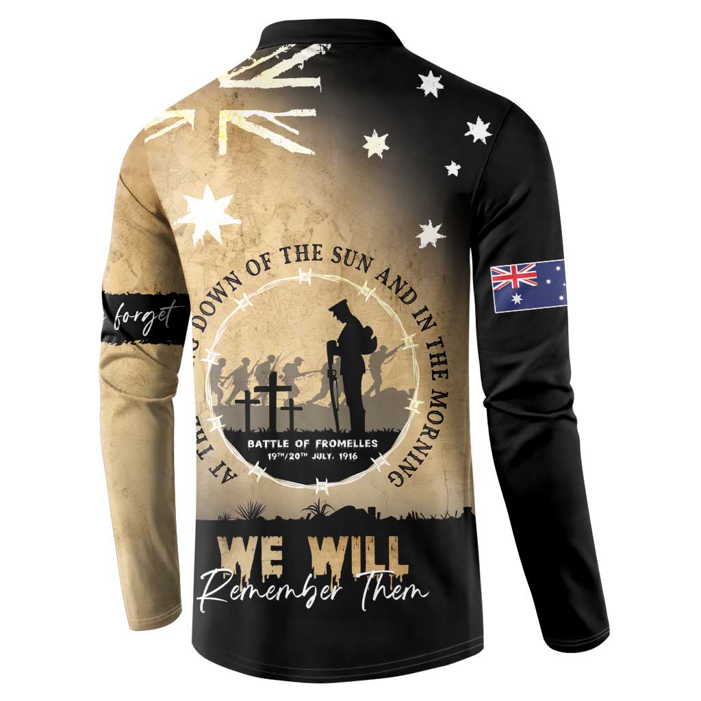 Australia ANZAC Day Button Sweatshirt Battle Of Fromelles Lest We Forget