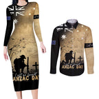 Australia ANZAC Day Couples Matching Long Sleeve Bodycon Dress and Long Sleeve Button Shirt Battle Of Fromelles Lest We Forget