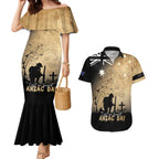 Australia ANZAC Day Couples Matching Mermaid Dress and Hawaiian Shirt Battle Of Fromelles Lest We Forget