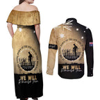 Australia ANZAC Day Couples Matching Off Shoulder Maxi Dress and Long Sleeve Button Shirt Battle Of Fromelles Lest We Forget