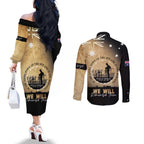 Australia ANZAC Day Couples Matching Off The Shoulder Long Sleeve Dress and Long Sleeve Button Shirt Battle Of Fromelles Lest We Forget
