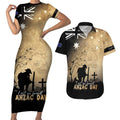 Australia ANZAC Day Couples Matching Short Sleeve Bodycon Dress and Hawaiian Shirt Battle Of Fromelles Lest We Forget