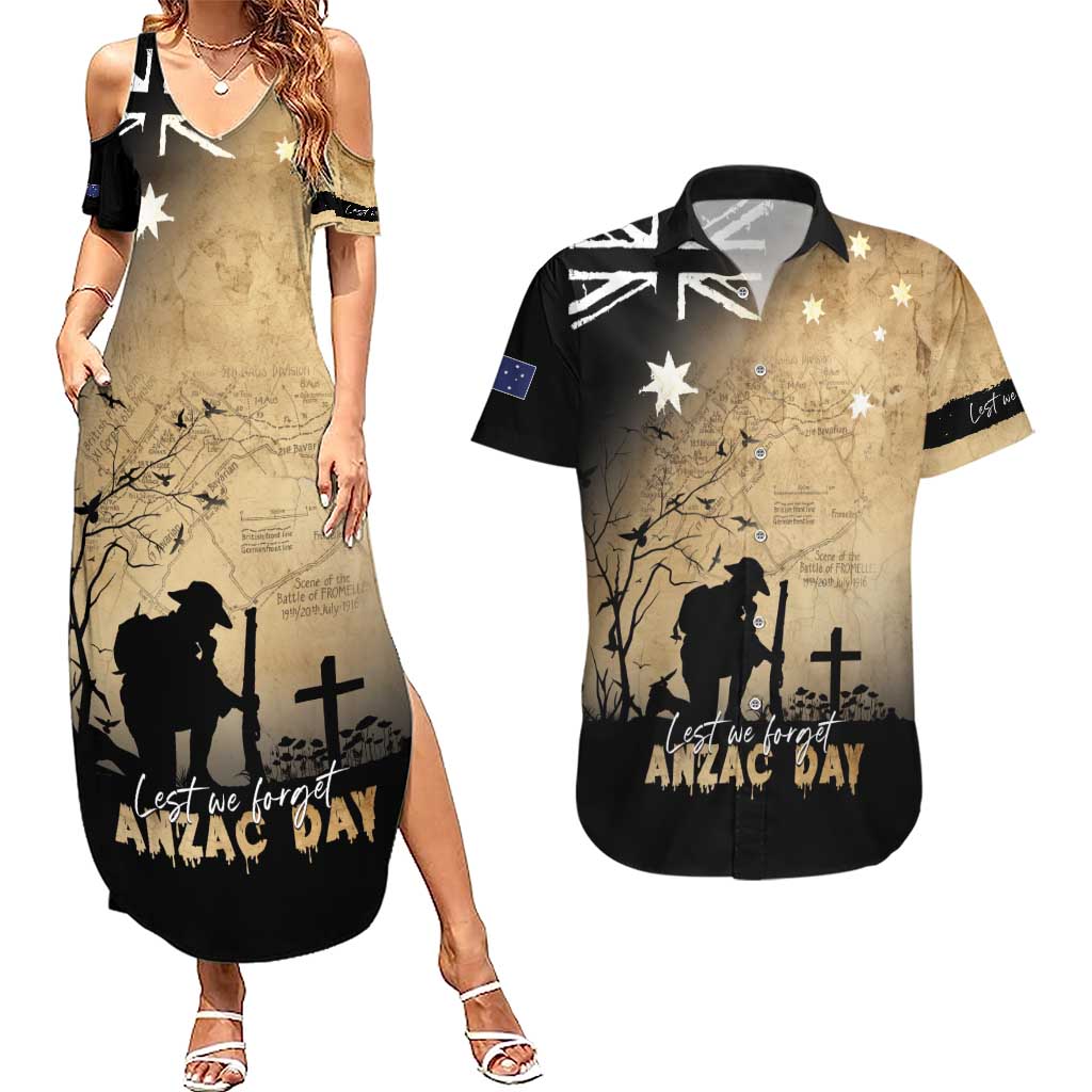 Australia ANZAC Day Couples Matching Summer Maxi Dress and Hawaiian Shirt Battle Of Fromelles Lest We Forget