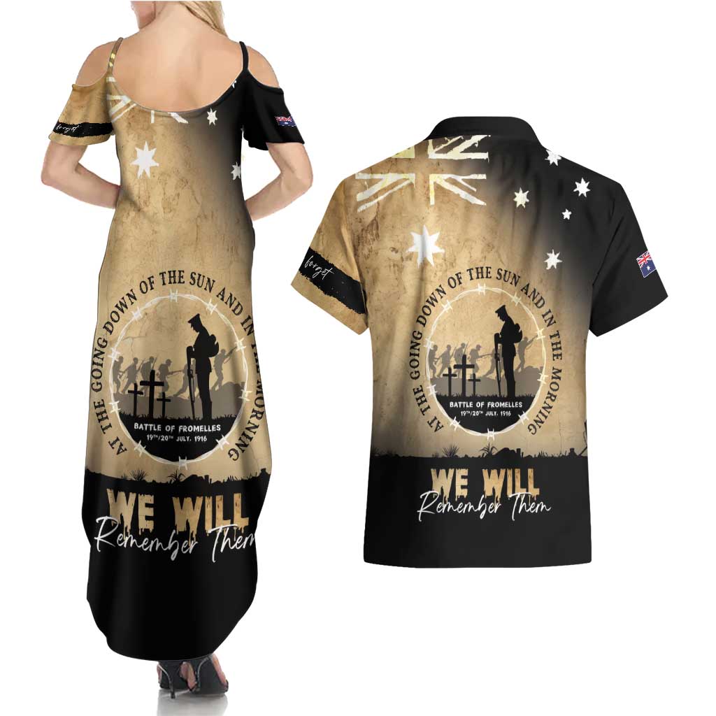 Australia ANZAC Day Couples Matching Summer Maxi Dress and Hawaiian Shirt Battle Of Fromelles Lest We Forget