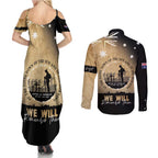 Australia ANZAC Day Couples Matching Summer Maxi Dress and Long Sleeve Button Shirt Battle Of Fromelles Lest We Forget