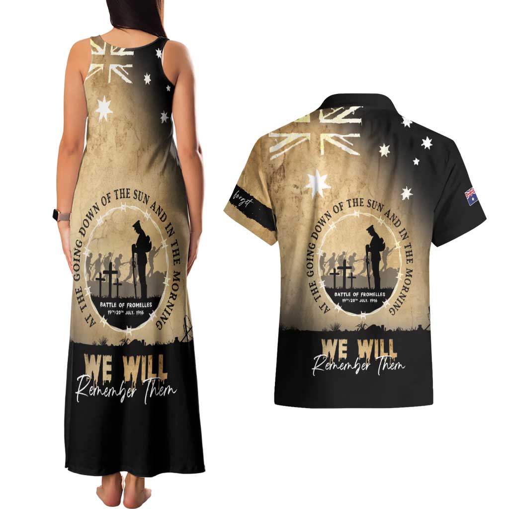 Australia ANZAC Day Couples Matching Tank Maxi Dress and Hawaiian Shirt Battle Of Fromelles Lest We Forget