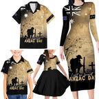 Australia ANZAC Day Family Matching Long Sleeve Bodycon Dress and Hawaiian Shirt Battle Of Fromelles Lest We Forget