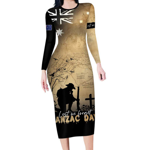 Australia ANZAC Day Family Matching Long Sleeve Bodycon Dress and Hawaiian Shirt Battle Of Fromelles Lest We Forget