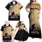 Australia ANZAC Day Family Matching Off Shoulder Maxi Dress and Hawaiian Shirt Battle Of Fromelles Lest We Forget