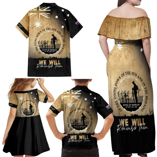 Australia ANZAC Day Family Matching Off Shoulder Maxi Dress and Hawaiian Shirt Battle Of Fromelles Lest We Forget