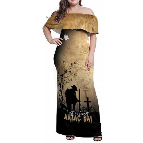 Australia ANZAC Day Family Matching Off Shoulder Maxi Dress and Hawaiian Shirt Battle Of Fromelles Lest We Forget