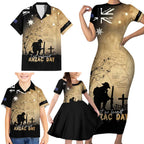 Australia ANZAC Day Family Matching Short Sleeve Bodycon Dress and Hawaiian Shirt Battle Of Fromelles Lest We Forget