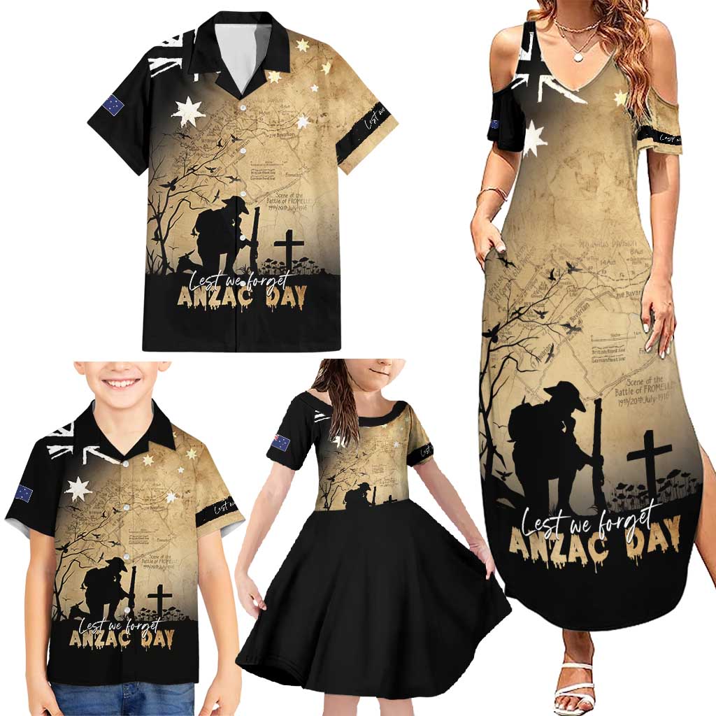 Australia ANZAC Day Family Matching Summer Maxi Dress and Hawaiian Shirt Battle Of Fromelles Lest We Forget