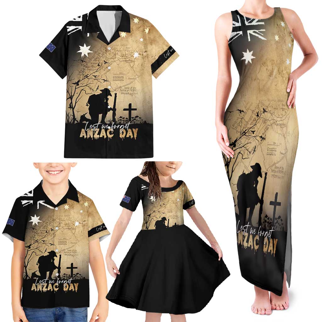 Australia ANZAC Day Family Matching Tank Maxi Dress and Hawaiian Shirt Battle Of Fromelles Lest We Forget