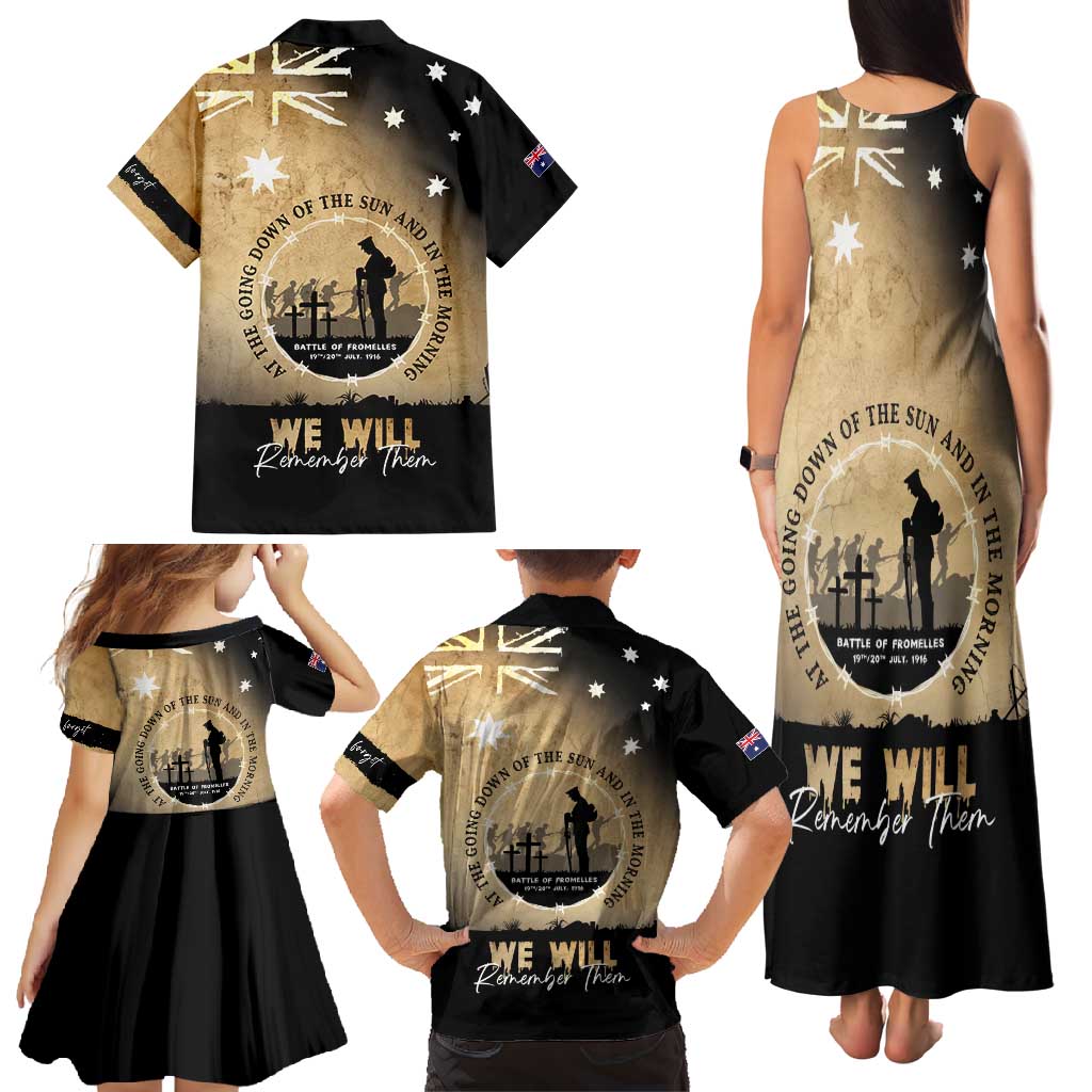 Australia ANZAC Day Family Matching Tank Maxi Dress and Hawaiian Shirt Battle Of Fromelles Lest We Forget