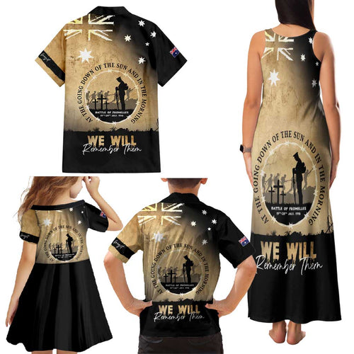 Australia ANZAC Day Family Matching Tank Maxi Dress and Hawaiian Shirt Battle Of Fromelles Lest We Forget