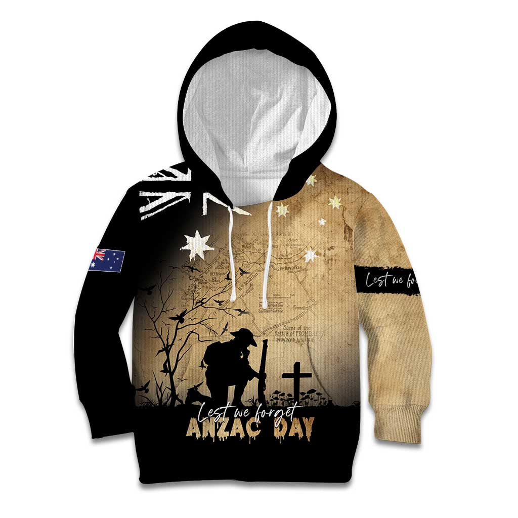 Australia ANZAC Day Kid Hoodie Battle Of Fromelles Lest We Forget