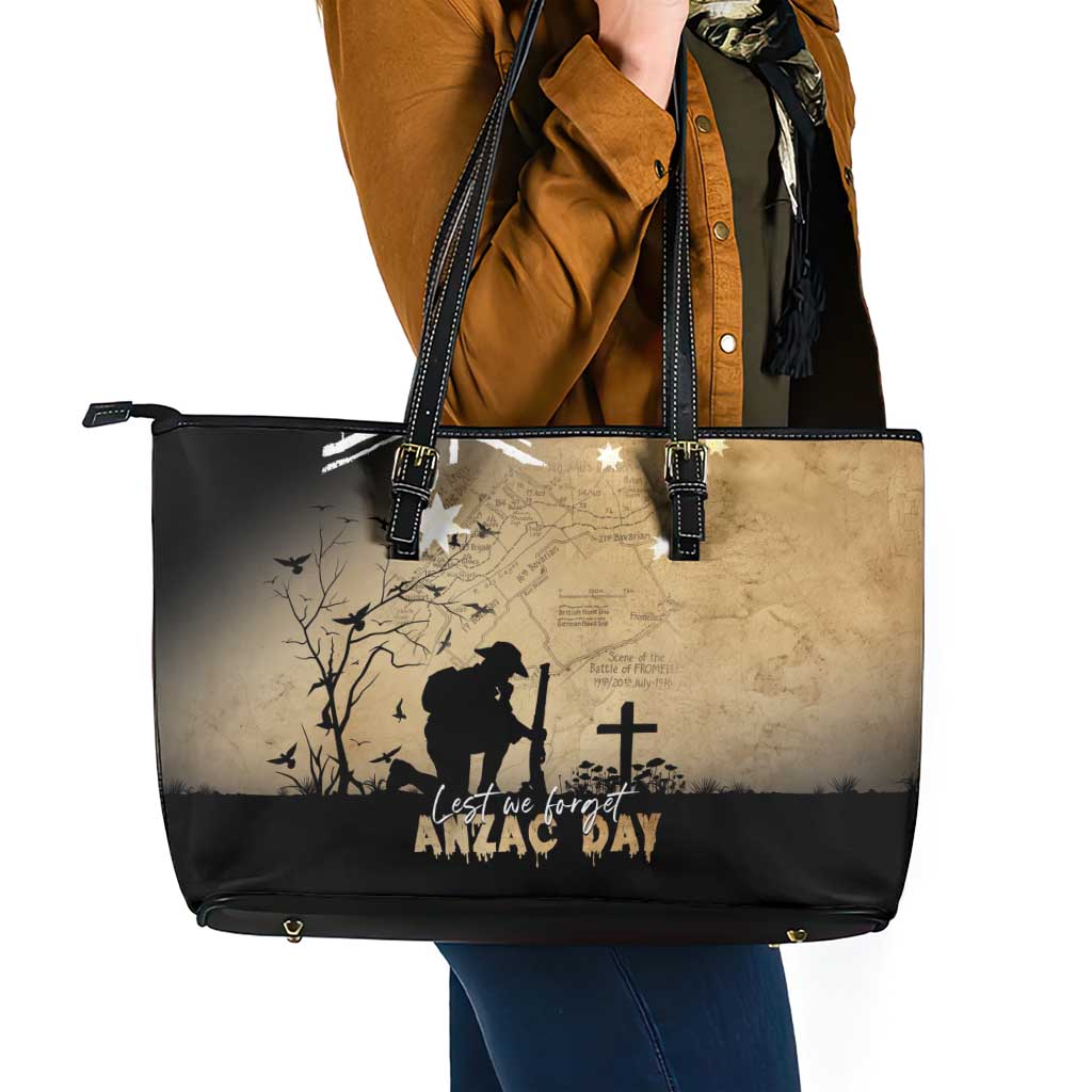 Australia ANZAC Day Leather Tote Bag Battle Of Fromelles Lest We Forget