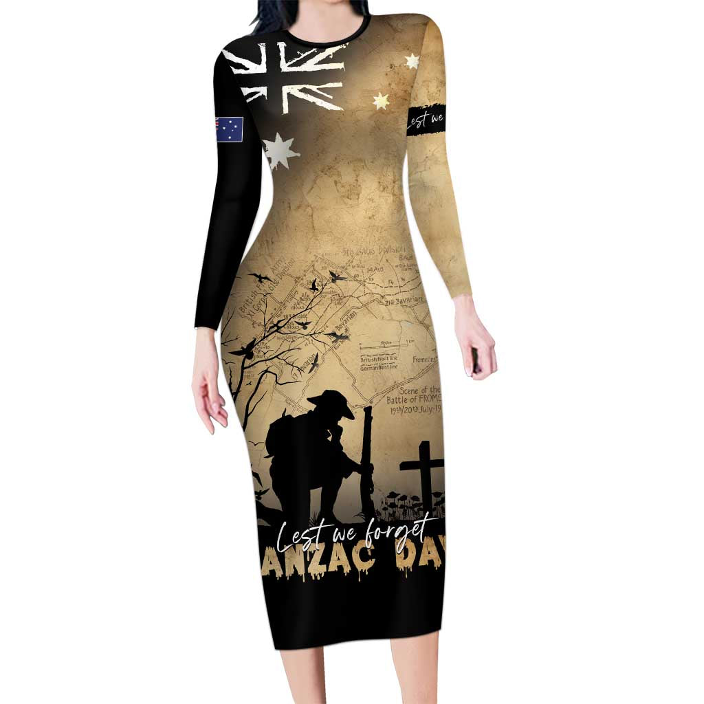 Australia ANZAC Day Long Sleeve Bodycon Dress Battle Of Fromelles Lest We Forget
