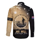 Australia ANZAC Day Long Sleeve Button Shirt Battle Of Fromelles Lest We Forget