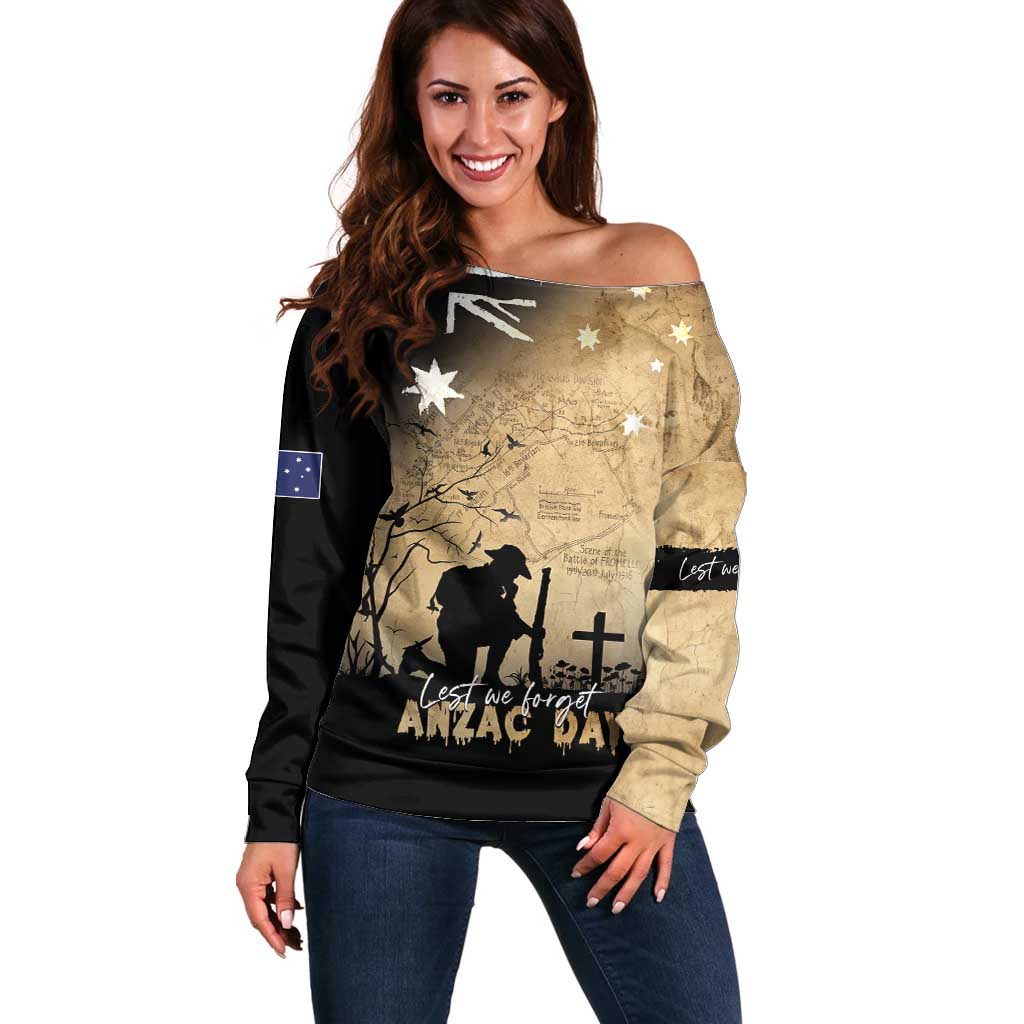Australia ANZAC Day Off Shoulder Sweater Battle Of Fromelles Lest We Forget