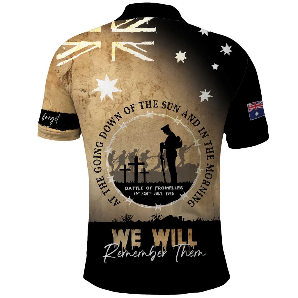 Australia ANZAC Day Polo Shirt Battle Of Fromelles Lest We Forget
