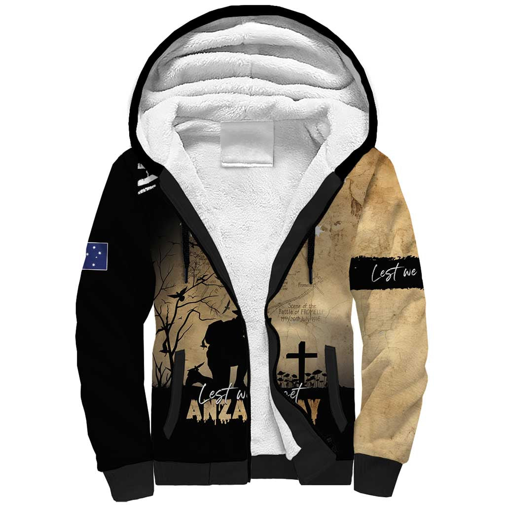 Australia ANZAC Day Sherpa Hoodie Battle Of Fromelles Lest We Forget