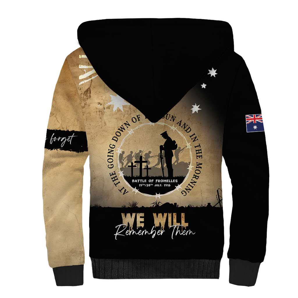 Australia ANZAC Day Sherpa Hoodie Battle Of Fromelles Lest We Forget