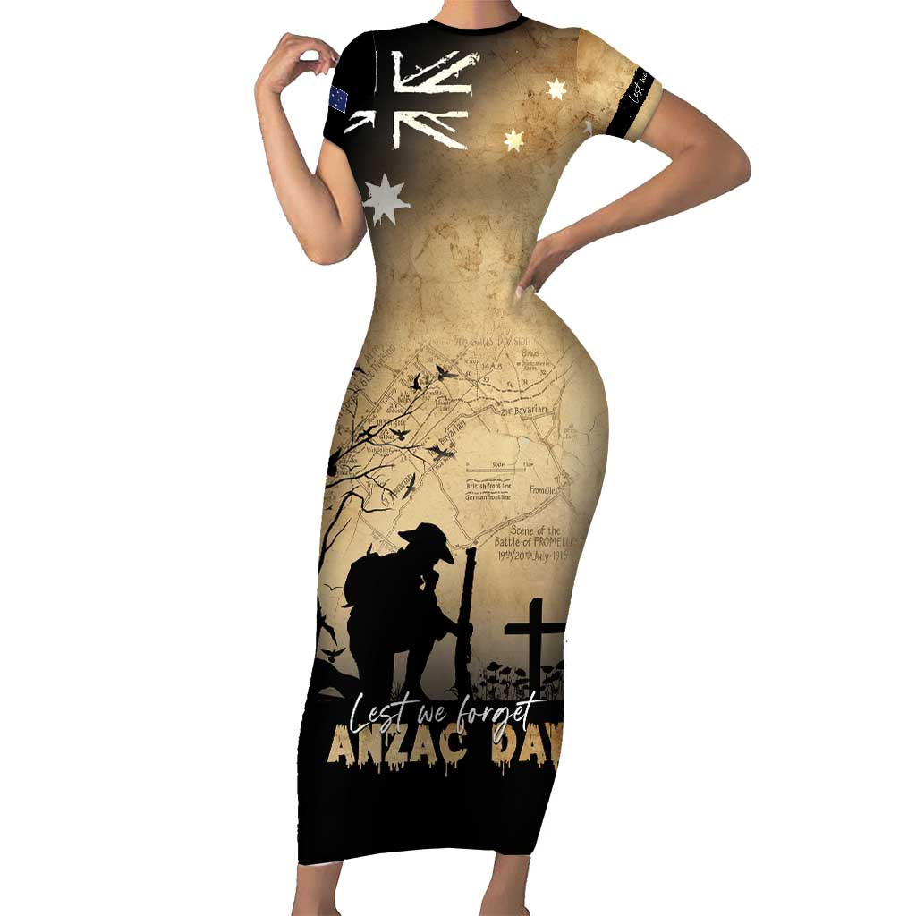 Australia ANZAC Day Short Sleeve Bodycon Dress Battle Of Fromelles Lest We Forget