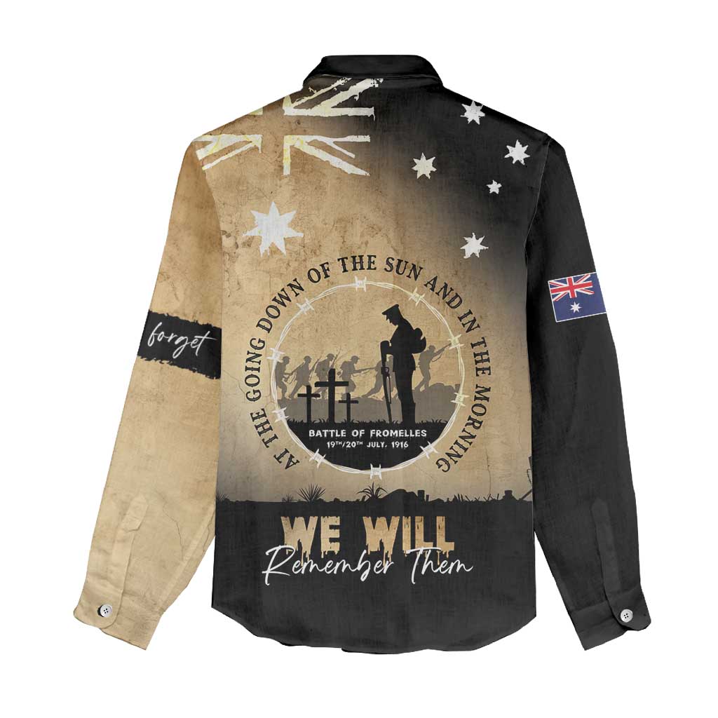 Australia ANZAC Day Women Casual Shirt Battle Of Fromelles Lest We Forget