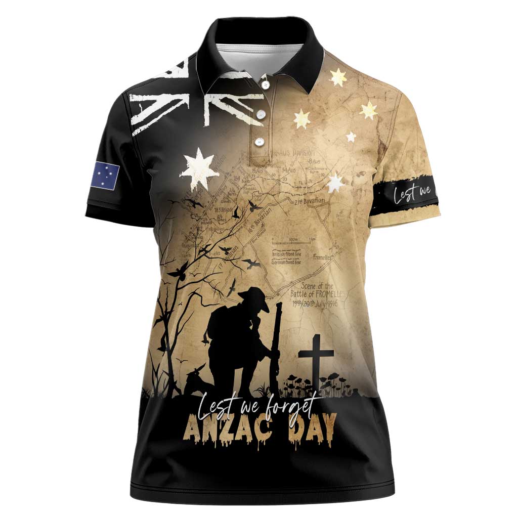 Australia ANZAC Day Women Polo Shirt Battle Of Fromelles Lest We Forget