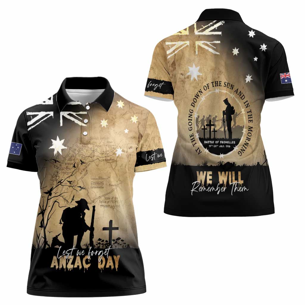Australia ANZAC Day Women Polo Shirt Battle Of Fromelles Lest We Forget