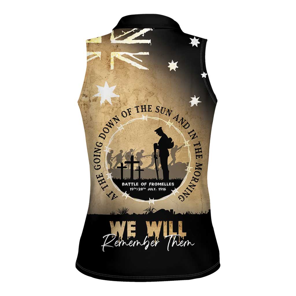 Australia ANZAC Day Women Sleeveless Polo Shirt Battle Of Fromelles Lest We Forget