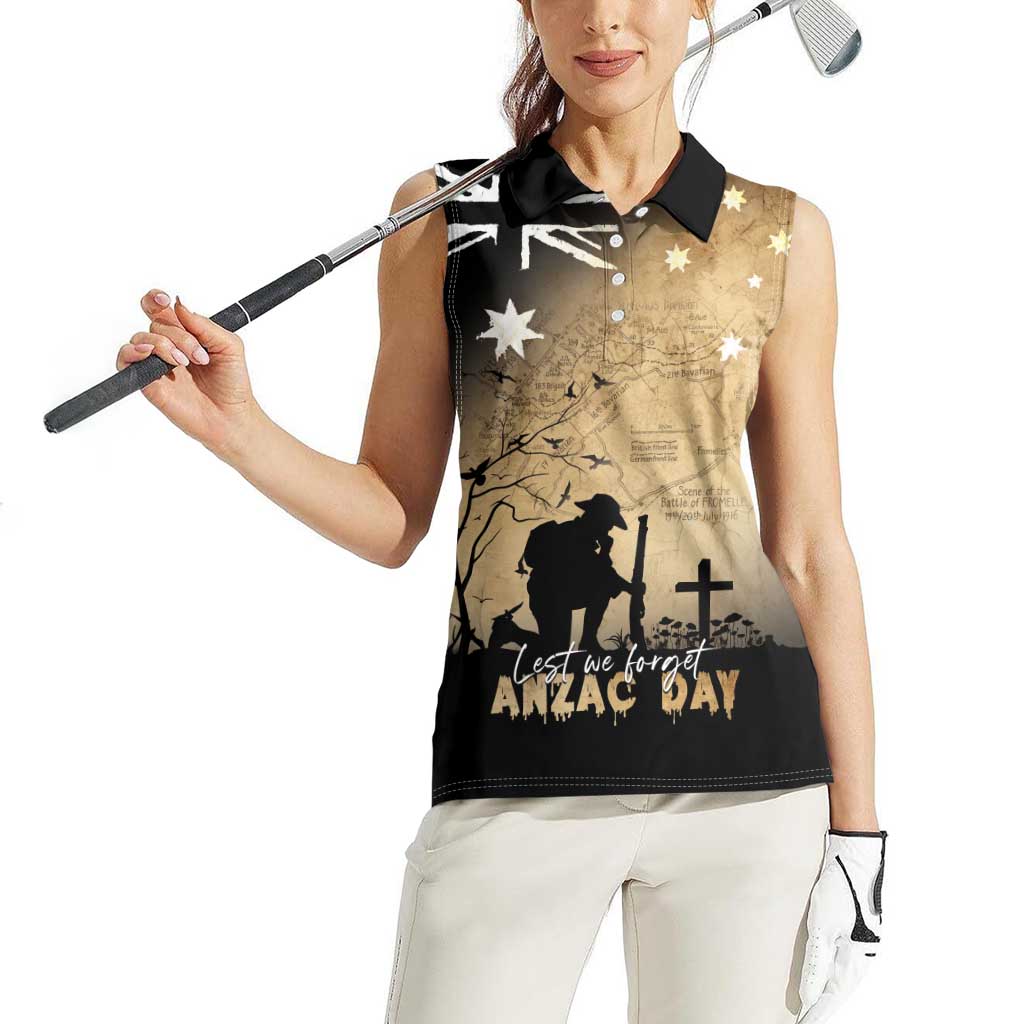 Australia ANZAC Day Women Sleeveless Polo Shirt Battle Of Fromelles Lest We Forget