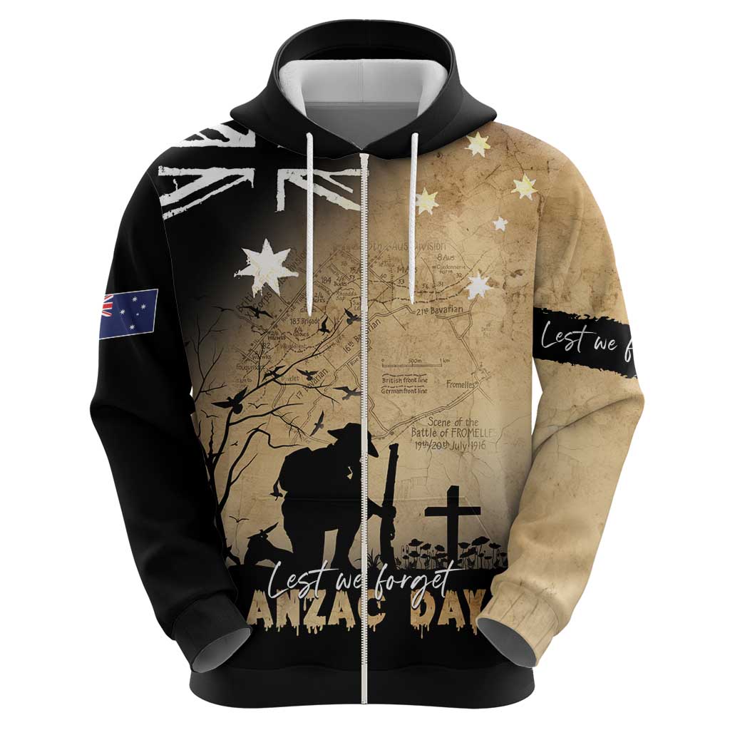 Australia ANZAC Day Zip Hoodie Battle Of Fromelles Lest We Forget