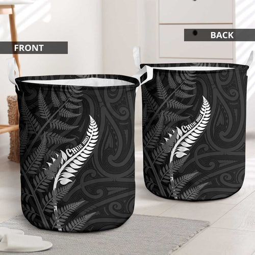 New Zealand Chur Bro Laundry Basket Maori Koru With Silver Fern