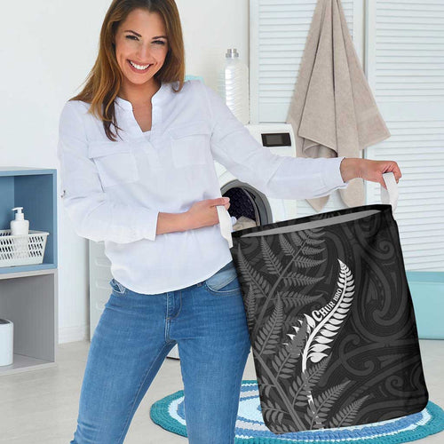 New Zealand Chur Bro Laundry Basket Maori Koru With Silver Fern