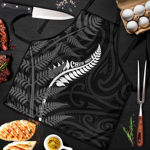 New Zealand Chur Bro Apron Maori Koru With Silver Fern