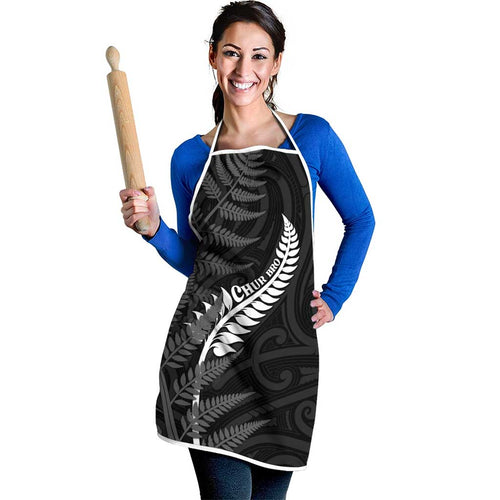 New Zealand Chur Bro Apron Maori Koru With Silver Fern