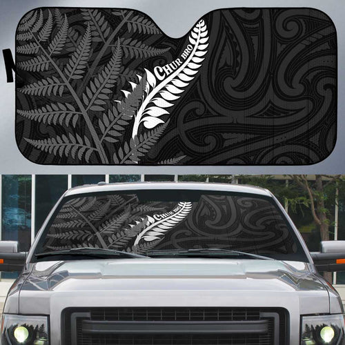 New Zealand Chur Bro Auto Sun Shade Maori Koru With Silver Fern