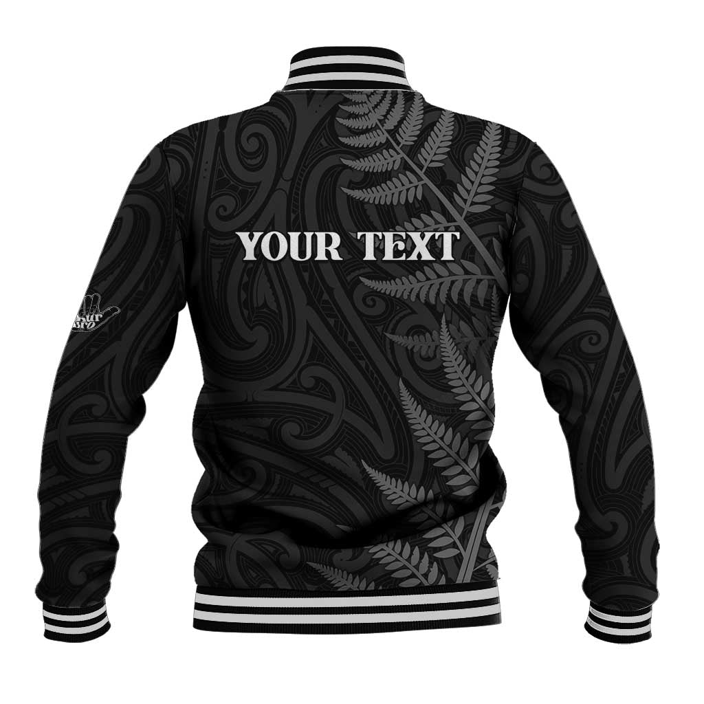 Personalised New Zealand Chur Bro Baseball Jacket Maori Koru With Silver Fern