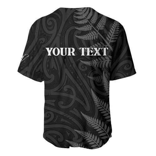 Personalised New Zealand Chur Bro Baseball Jersey Maori Koru With Silver Fern