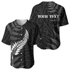 Personalised New Zealand Chur Bro Baseball Jersey Maori Koru With Silver Fern