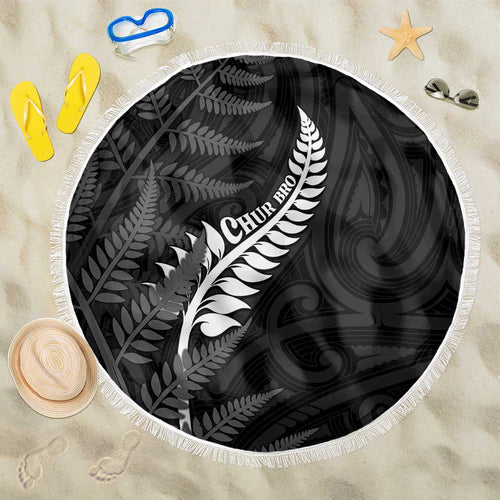 New Zealand Chur Bro Beach Blanket Maori Koru With Silver Fern