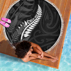 New Zealand Chur Bro Beach Blanket Maori Koru With Silver Fern