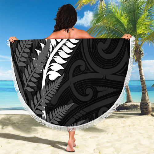 New Zealand Chur Bro Beach Blanket Maori Koru With Silver Fern